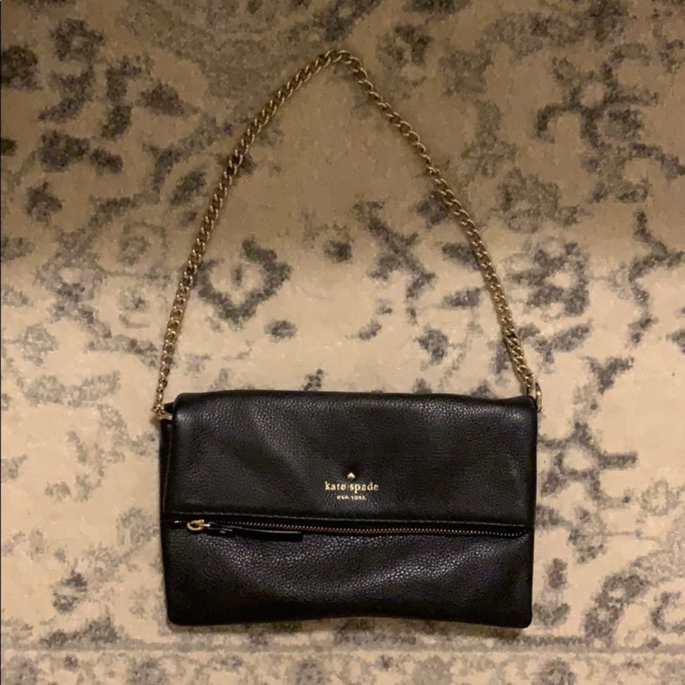 Original Kate Spade Black Clutch with Gold Chain